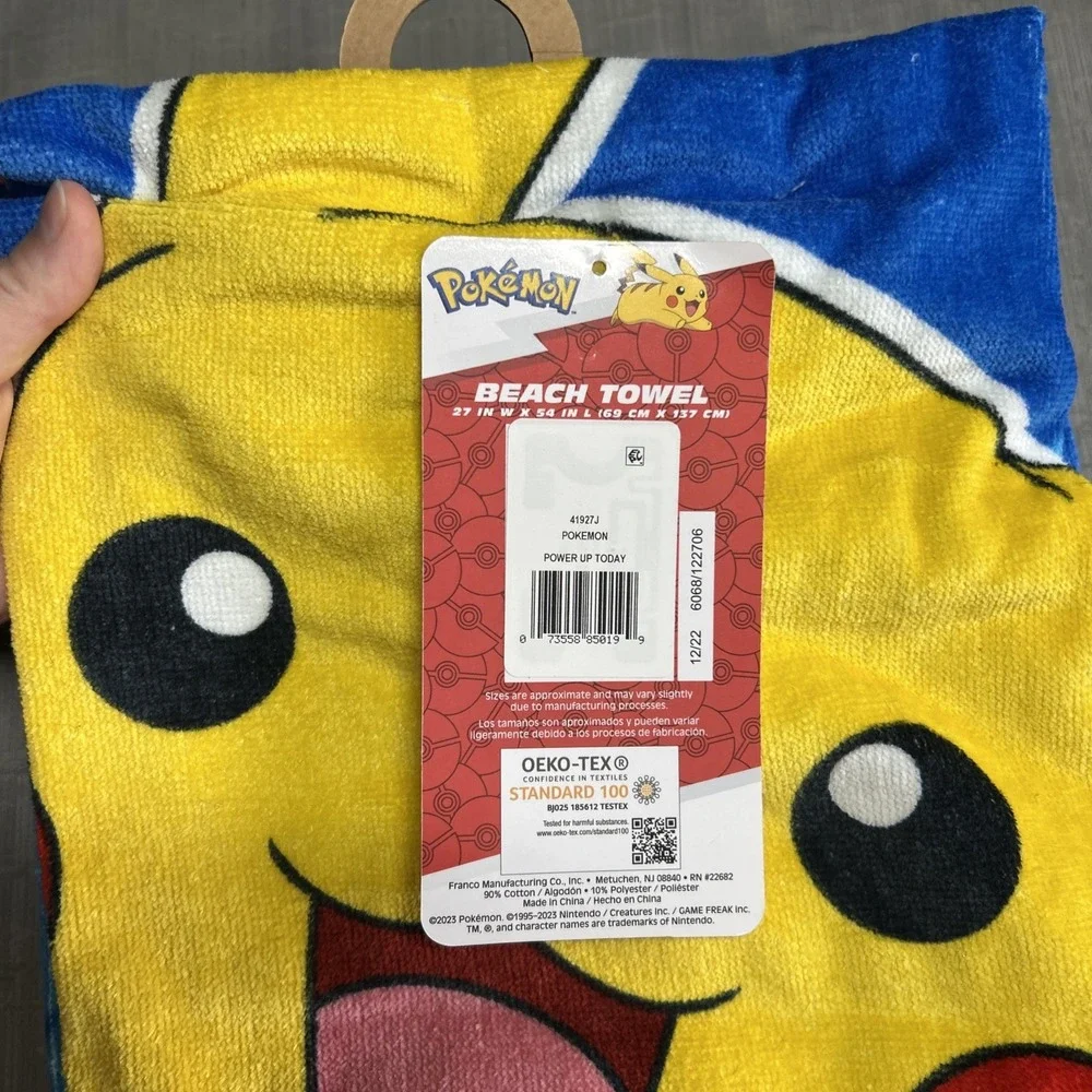 NWT Nintendo Pokemon Towel Pikachu Pokeball Large 54